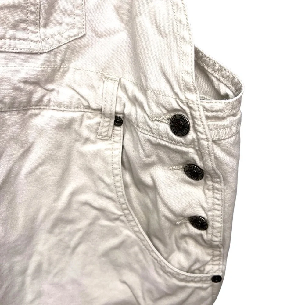 Northcrest Jean Overall Shorts Carpenter Bib Denim Plus Size 22W Off White - Picture 3 of 6